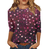 Heart Print Long Sleeve Top For Women