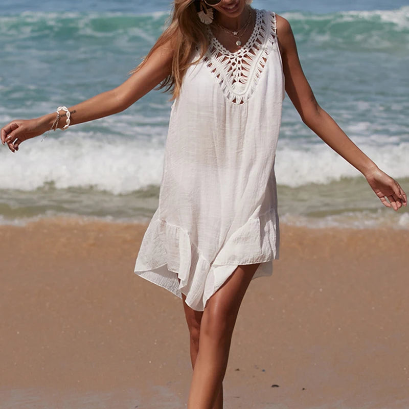 Hollow Out Crochet Splicing Beach Dress