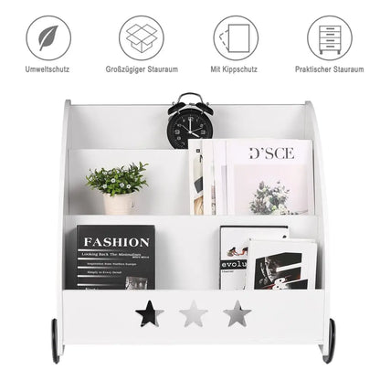 Children's wheels storage bookshelf