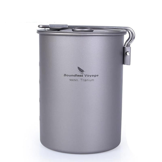 Camping Titanium Pot with Folding Lid Handle
