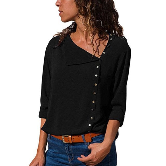 Ladies Skew Collar Casual Tops