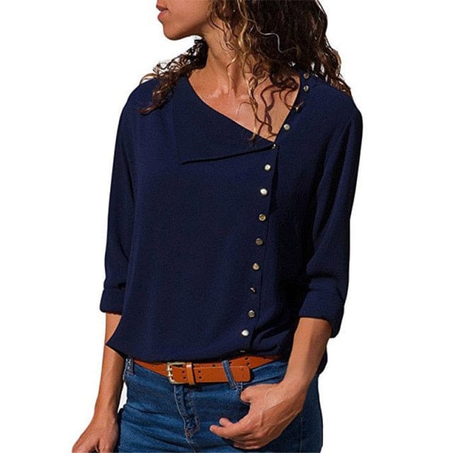 Ladies Skew Collar Casual Tops
