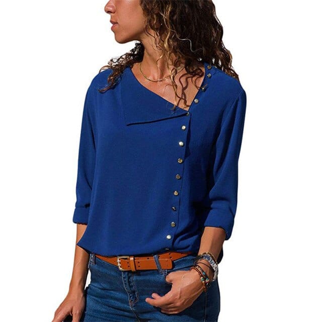 Ladies Skew Collar Casual Tops