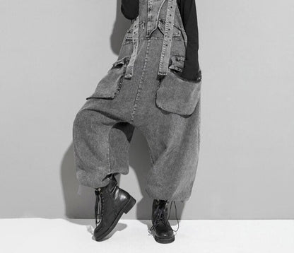 Vintage Gray Loose Denim Streetwear