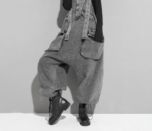 Vintage Gray Loose Denim Streetwear